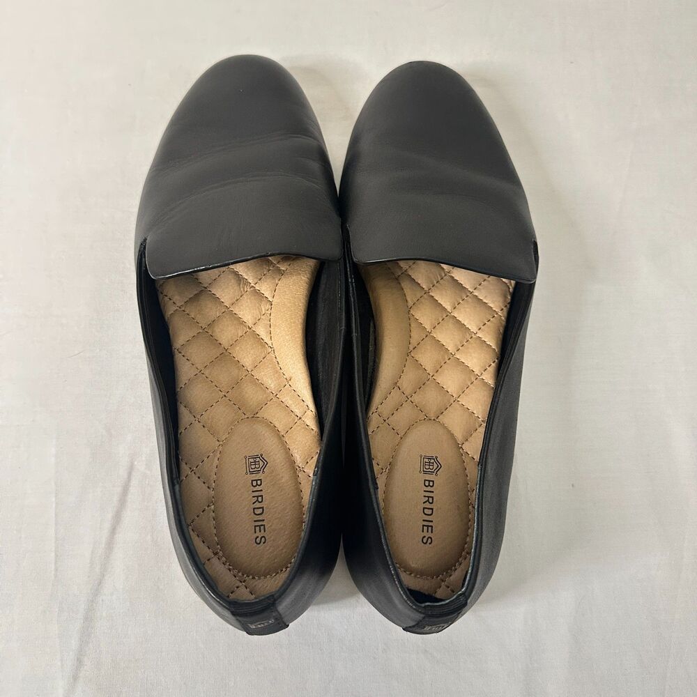 Birdies The Starling Black Leather Slip On Loafers Women's 7 Comfort Chic Luxury - Picture 7 of 9